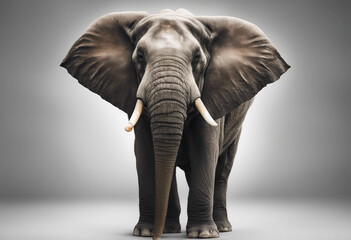 Wall Mural - big elephant sitting isolated on white