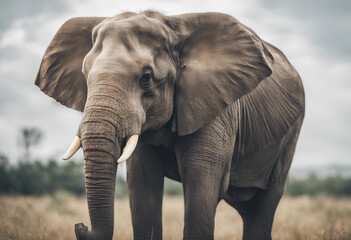 Wall Mural - big elephant sitting isolated on white
