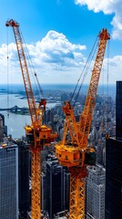 Towering Cranes Shaping the Modern Cityscape for Residential Developer Visuals