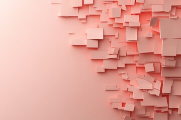 Poster - This image features a 3D abstract composition of peach-toned geometric shapes, creating a dynamic and visually engaging design with shadows adding depth and texture.