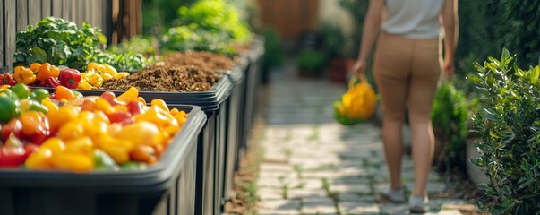 people put bio trash from food waste in domestic homes to compost bins to make fertilizer to reduce global environmental pollution, Generative AI