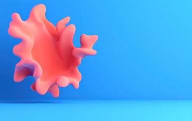 Poster - A vibrant pink abstract shape against a bright blue background, showcasing fluidity and creativity, perfect for modern art or design projects.