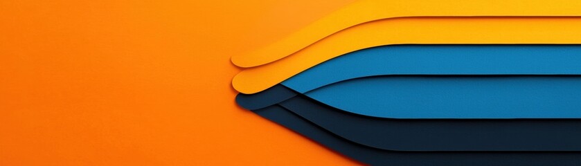 Poster - Colorful layered stripes in orange, yellow, blue, and black create a vibrant and modern abstract background for creative projects.