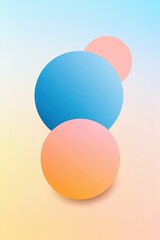 Poster - Abstract circles in pastel colors creating a serene and modern composition, perfect for backgrounds and creative projects.