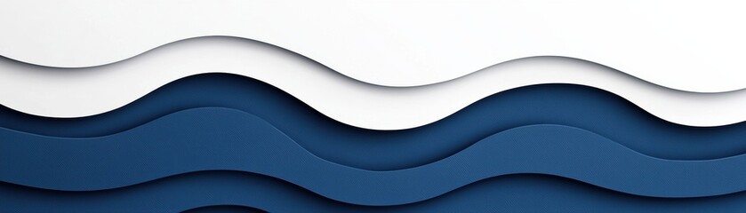 Poster - abstract layered waves in blue and white tones, creating depth and texture. ideal for backgrounds, d