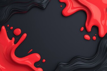 Poster - A vibrant abstract background featuring flowing red paint and dark textures, creating a striking contrast and dynamic visual appeal.