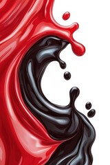 Poster - A dynamic swirl of red and black liquid creating an abstract art piece, showcasing fluid motion and vibrant color contrast.