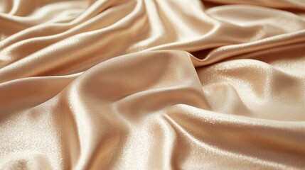 Sticker - Elegant beige satin fabric with beautiful drapes and smooth texture, perfect for fashion, upholstery, or artistic displays.