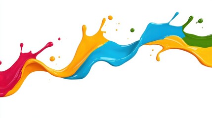 Wall Mural - Vibrant abstract art featuring colorful paint splashes in yellow, blue, green, pink, creating a dynamic and energetic visual effect.