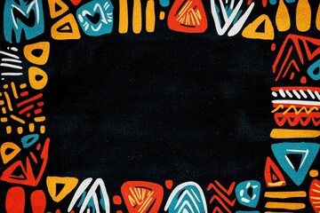 Poster - Colorful abstract border design with vibrant shapes and patterns, perfect for invitations, posters, or creative projects.