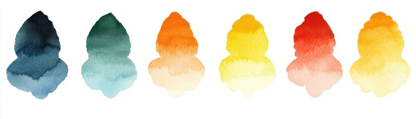 Poster - Vibrant watercolor swatches in a gradient of colors, perfect for artistic projects, design elements, or background textures.