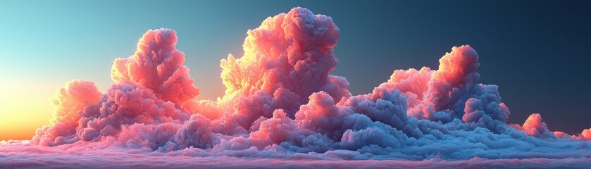 Poster - Stunning colorful clouds at sunset, casting beautiful hues in the sky. Perfect for nature lovers and serene landscape graphy.
