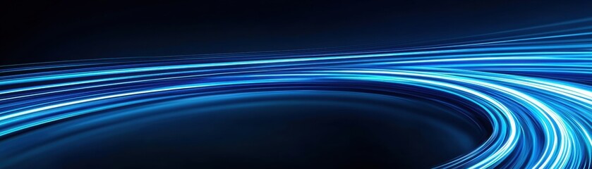 Poster - A dynamic abstract background featuring smooth, flowing blue lines on a dark canvas, perfect for technology, energy, and motion themes.