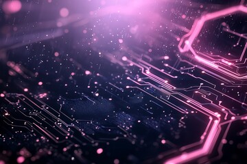 Poster - An intricate abstract design of glowing pink circuitry, highlighting complexity and precision in modern digital technology against a dark background.