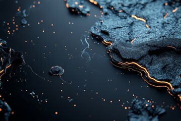 Poster - A futuristic, abstract digital landscape with glowing, vein-like outlines creating a high-tech, mysterious feel, illustrating the modern digital age.