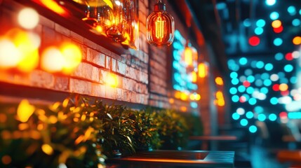 Poster - Advertising mockup displayed on a textured brick wall in a dining establishment