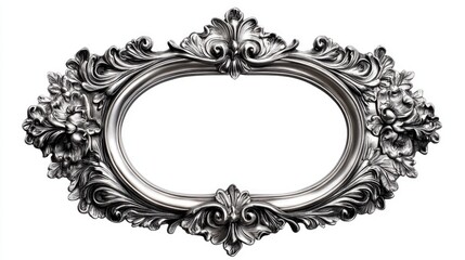 Poster - antique silver frame on a white background with a clipping path