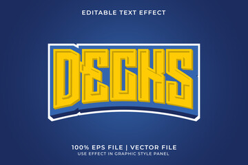 Poster - 3D Blue and Yellow Vector Text Effect. Text effect for sport logo, game logo, business