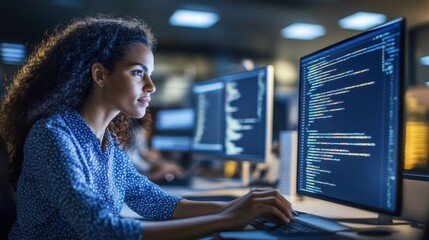 Poster - A professional web developer working on a project using Creative Cloud software, showcasing a modern and efficient workspace filled with tools and creativity.