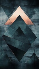Poster - Abstract Geometric Background, Triangles, Diamonds, Overlapping Shapes, Modern, Contemporary, Art
