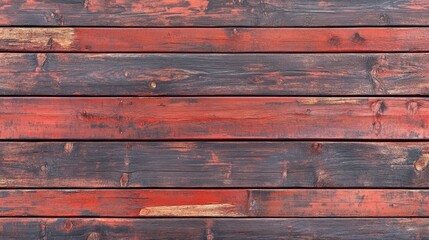 Wall Mural - Abstract textured background featuring rustic red painted wooden boards ideal for use as a floor or wall design showcased in a panoramic top view