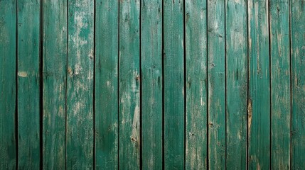 Poster - Abstract wooden board wall texture with a grunge green turquoise paint finish ideal for use as a background banner