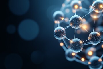 Aufkleber - This digital artwork features a molecular structure with illuminated nodes and connections, depicting the complexity and beauty of scientific visualization.