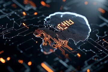 Poster - A conceptual image portrays a brain with a network of digital pathways, highlighting the complexity of artificial intelligence and machine learning techniques.