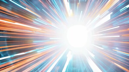 Fototapete - A mesmerizing tunnel of light with vibrant colors, creating a sense of speed and motion through a dynamic digital landscape.