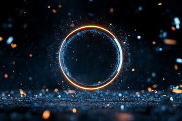 Poster - A luminous circular shape gleams within a galactic vista, embodying infinity and the cosmos' splendor, evoking curiosity and fascination.