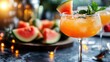 © JoxyAimages - Elegant orange cocktail with watermelon slice and sugared glass rim, capturing the essence of summer freshness and stylish mixology in a glass.