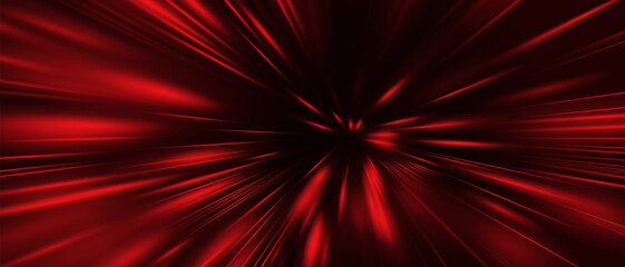 Abstract red light speed zoom on black background technology vector