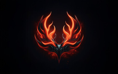 Aufkleber - A stylized image of a bird with fiery wings on a dark background.