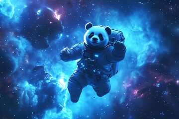 Wall Mural - Panda Astronaut in Space