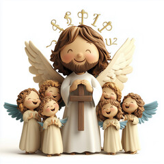 Jesus with Angels., Jesus 3D character