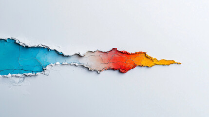 Aufkleber - vibrant abstract artwork featuring crack with blue, red, and orange colors on white background, symbolizing creativity and contrast