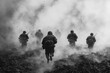 © Gatherina - Soldiers running through smoke during military operation