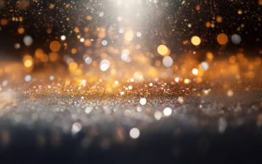 Poster - A dark background with a spotlight shining down on a layer of shimmering glitter.