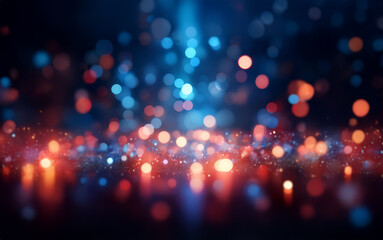 Aufkleber - Abstract background with out-of-focus lights in blue and orange tones.