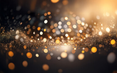 Poster - A background of black with a layer of gold glitter and sparkling out-of-focus lights in the distance.