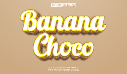 Poster - Editable 3d text style effect - Banana Choco text effect Template