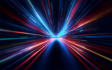 Aufkleber - Abstract light trails converge at the center of the image, creating a sense of speed and movement.