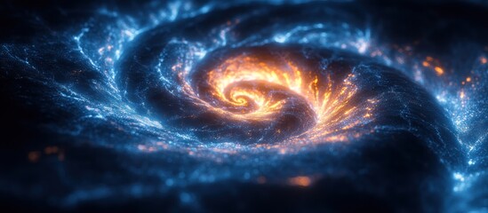 Canvas Print - A vibrant, swirling galaxy with blue and orange hues, depicting cosmic beauty and motion.