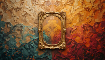 Wall Mural - seamless religion texture with realistic patterns and ornate frame in soft lighting