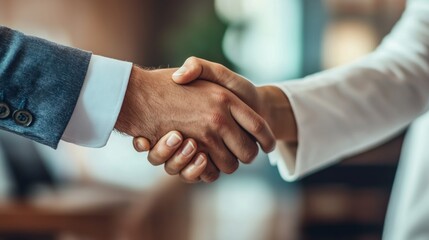 Aufkleber - Two people shaking hands in a business setting