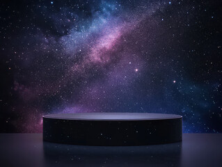 A cosmic-themed platform set against a vibrant starlit galaxy background.