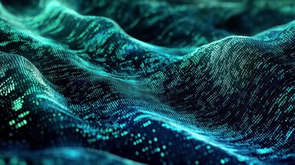 Aufkleber - A digital representation of flowing waves, resembling data or abstract landscapes.