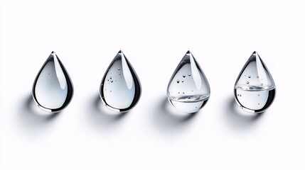 Poster - Clear Crystal Water Droplets on White Surface