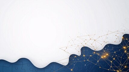 Poster - Abstract Puzzle Pieces with Blue Gradient Background