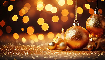 glowing christmas background features holiday glitter blurred gold bokeh festive decorations soft focus subtle glow effect